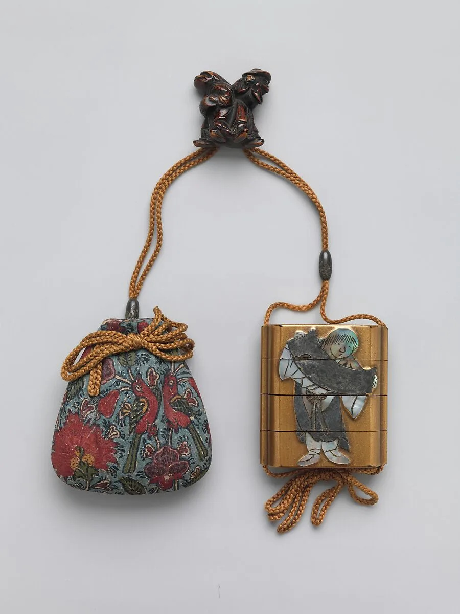 寒山拾得蒔絵印籠|Inrō with Rinpa Style Kanzan and Jittoku — Ogata Kōrin