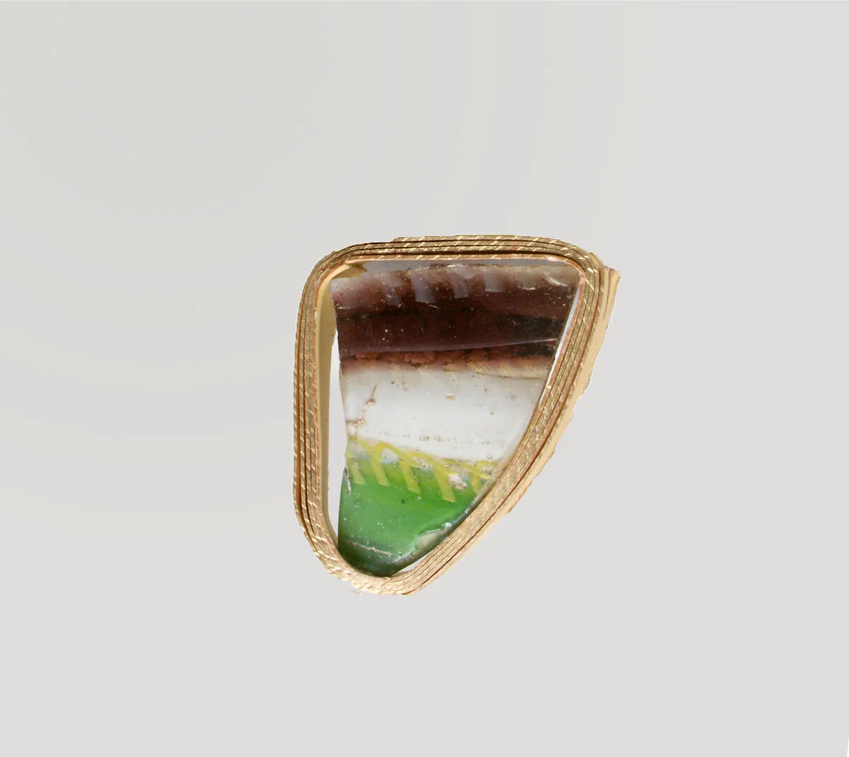 Glass striped mosaic bowl fragment — Unknown