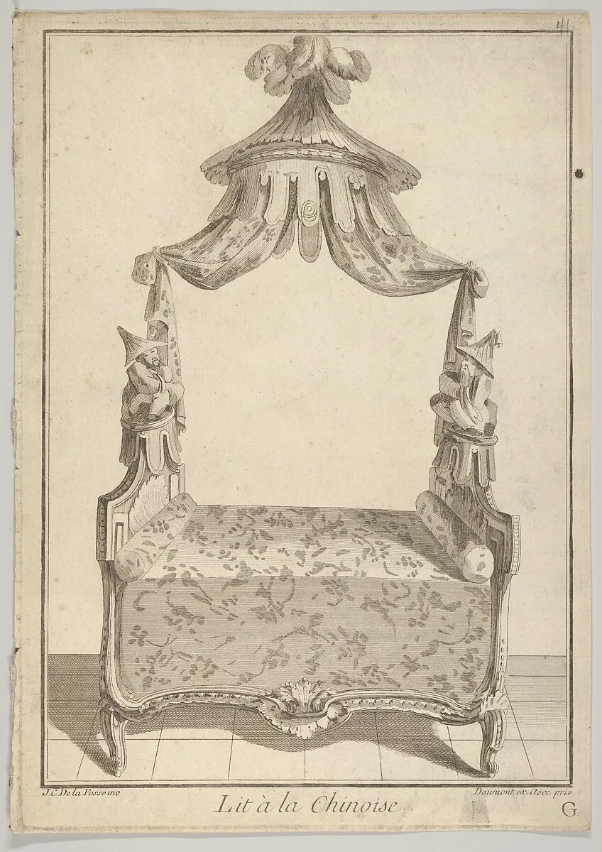 Lit à la Chinoise (Chinese Bed), from Nouvelle iconologie historique (part III, series marked 'G') — Jean Charles Delafosse|Daumont