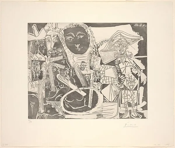 Harlequin and Characters, from 347 Suite — Aldo and Piero Crommelynck|Pablo Picasso|Galerie Louise Leiris