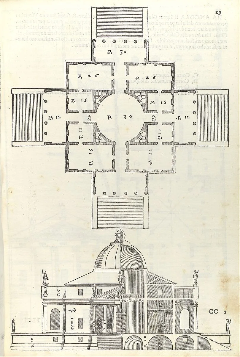 Villa Almerico (Villa Rotunda), from I quattro libri dell'architettura di Andrea Palladio (Book 2, page 19) — Andrea Palladio|Johann Chrieger|Emanuele Filiberto|Giacomo Angarano|Dominico de' Franceschi|Christoph Krieger