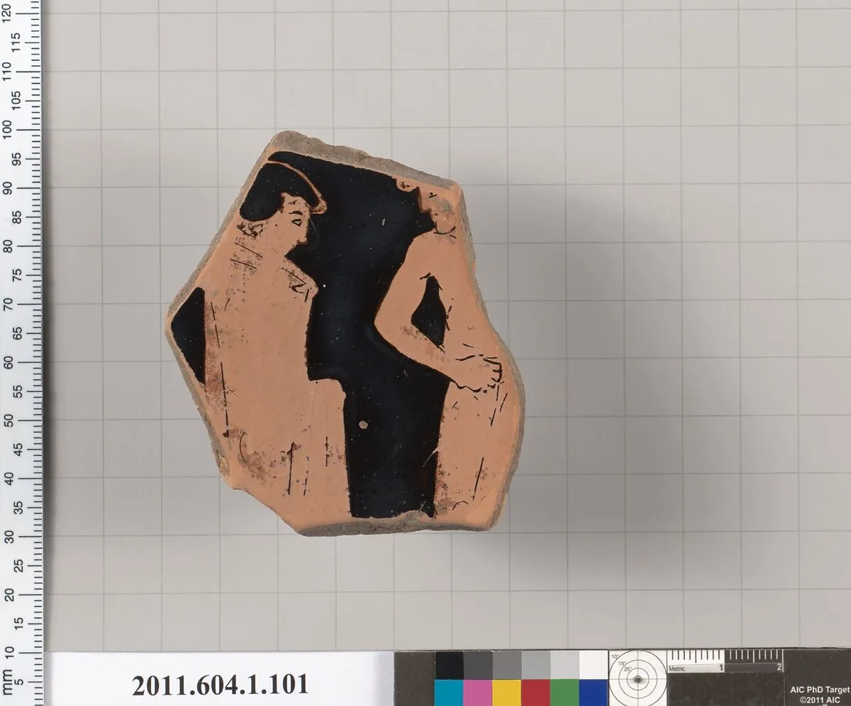 Terracotta fragment of a kylix (drinking cup) — Splanchnopt Painter