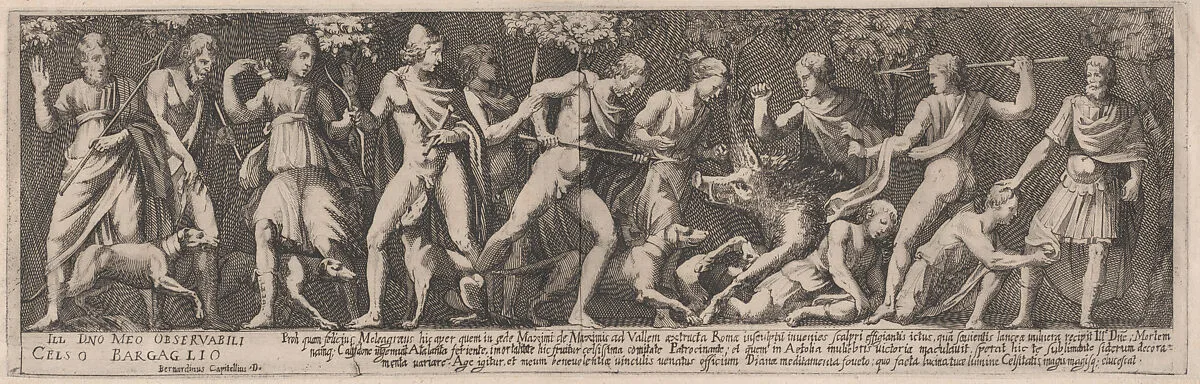 Meleager hunts the wild boar of Caledon — Bernardino Capitelli