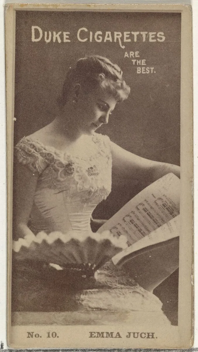 Card Number 10, Emma Juch, from the Actors and Actresses series (N145-6) issued by Duke Sons & Co. to promote Duke Cigarettes — W. Duke, Sons & Co.