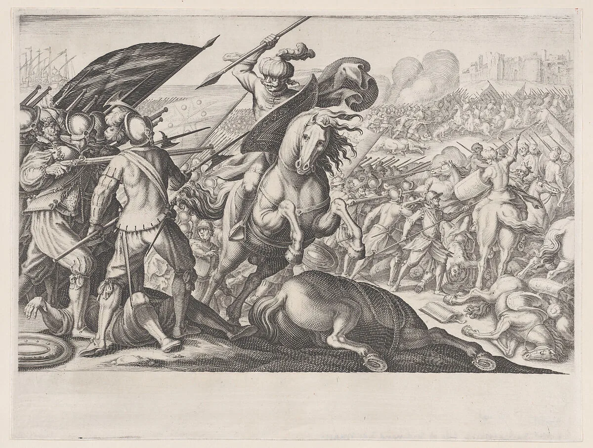 Défaite de la Cavalerie Turque (Defeat of the Turkish Cavalry), from La Vie de Ferdinand Ier de Médicis série appelée aussi Les Batailles des Médicis (The Life of Ferdinand I de'Medici also called The Medici Battles) — Jacques Callot|Matteo Rosselli