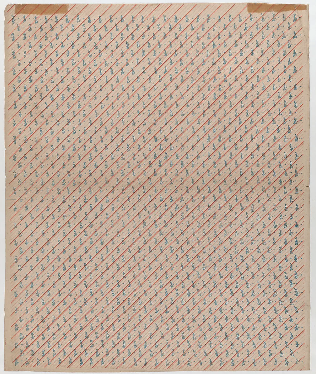 Sheet with overall striped and leaf pattern — Anonymous|Remondini Family