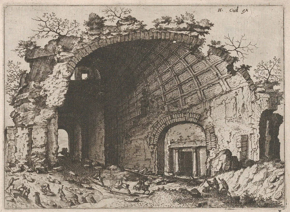 Barrel Vault with Coffering, from "Roman Ruins and Buildings" — Johannes van Doetecum I|Lucas van Doetecum|Hieronymus Cock