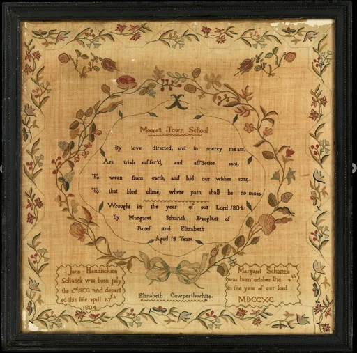 Sampler made at the Moorestown Friends School