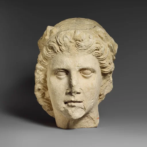 Limestone head of Apollo