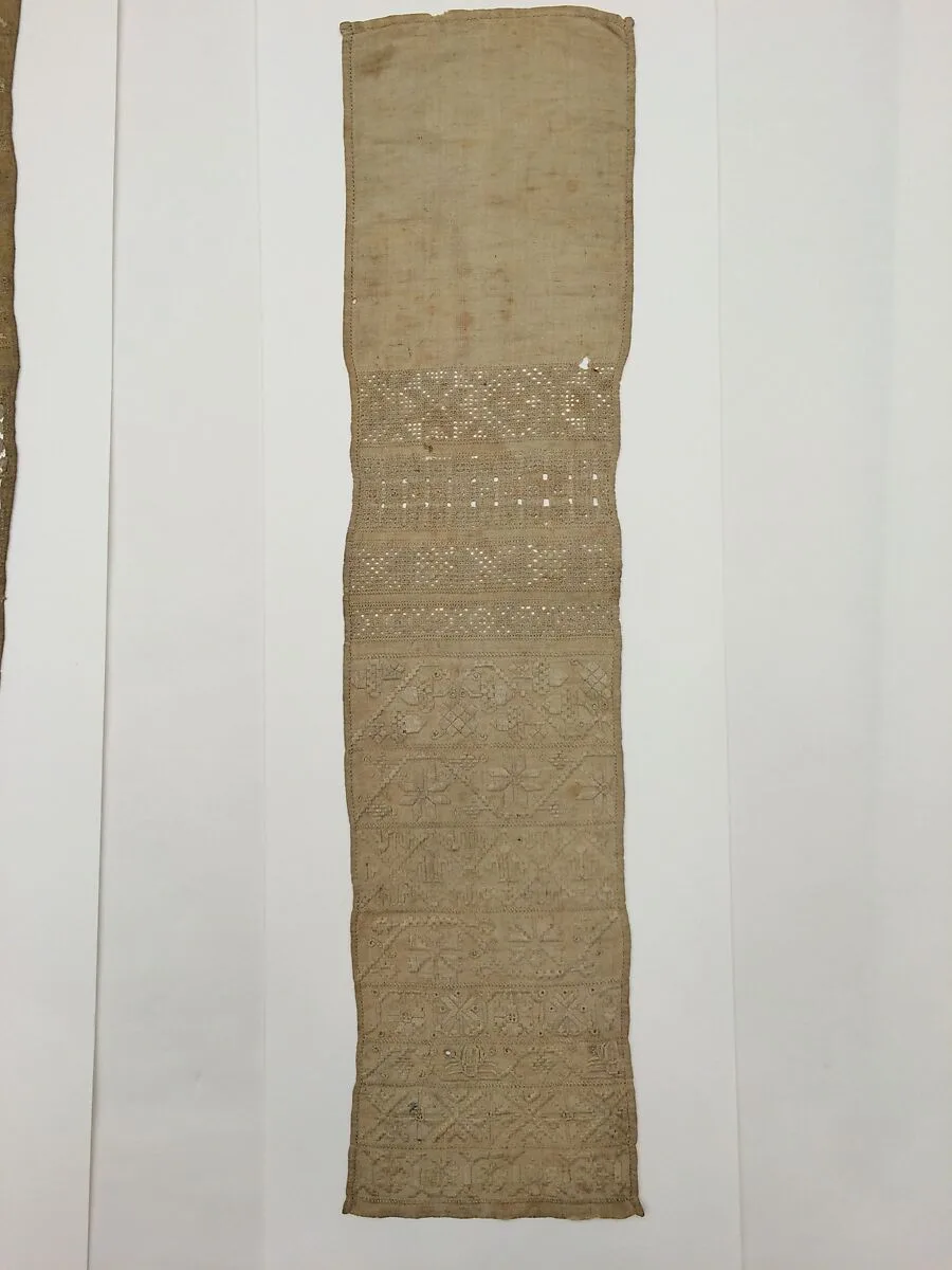 Embroidered whitework sampler — Unknown