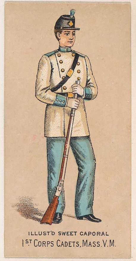 1st Corps Cadets, Massachusetts, V.M., from the Military Series (N224) issued by Kinney Tobacco Company to promote Sweet Caporal Cigarettes — Kinney Brothers Tobacco Company