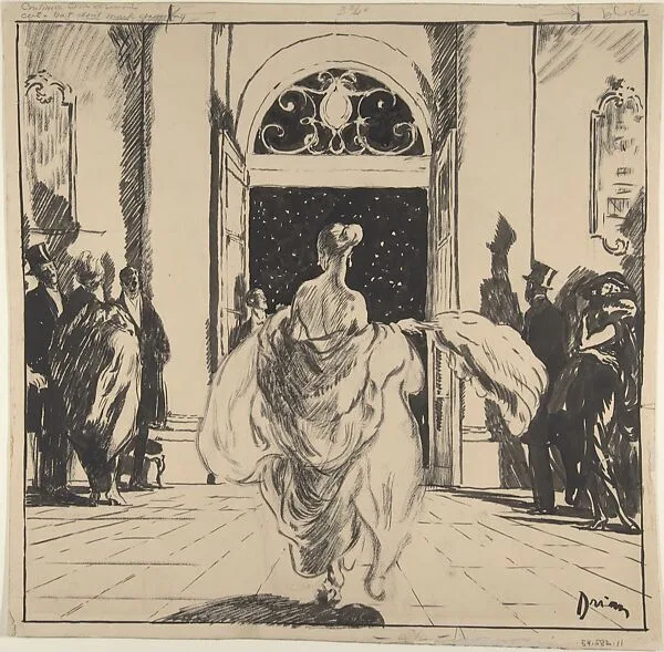 Illustration of a Girl in Evening Dress — Etiénne Drian