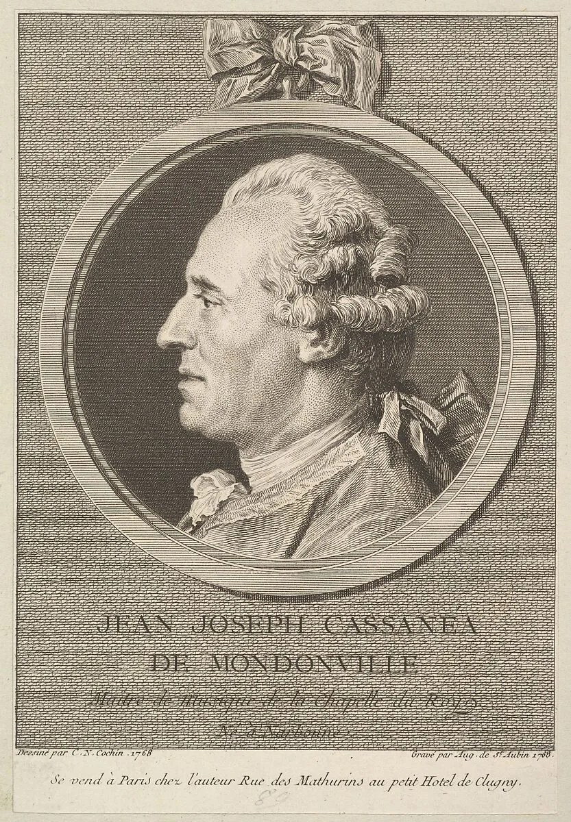 Portrait of Jean-Joseph Cassanea de Mondonville — Augustin de Saint-Aubin|Charles Nicolas Cochin II|Augustin de Saint-Aubin