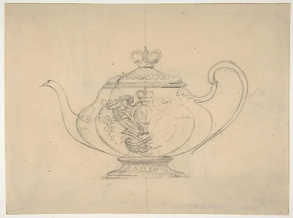 Design for a pot from the Workshop of Froment-Meurice; verso, drapery studies — Jacques-Charles-François-Marie Froment-Meurice