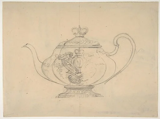 Design for a pot from the Workshop of Froment-Meurice; verso, drapery studies