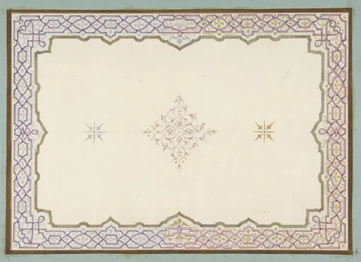 Design for the decoration of a ceiling with a border of strapwork and a central filagree medallion