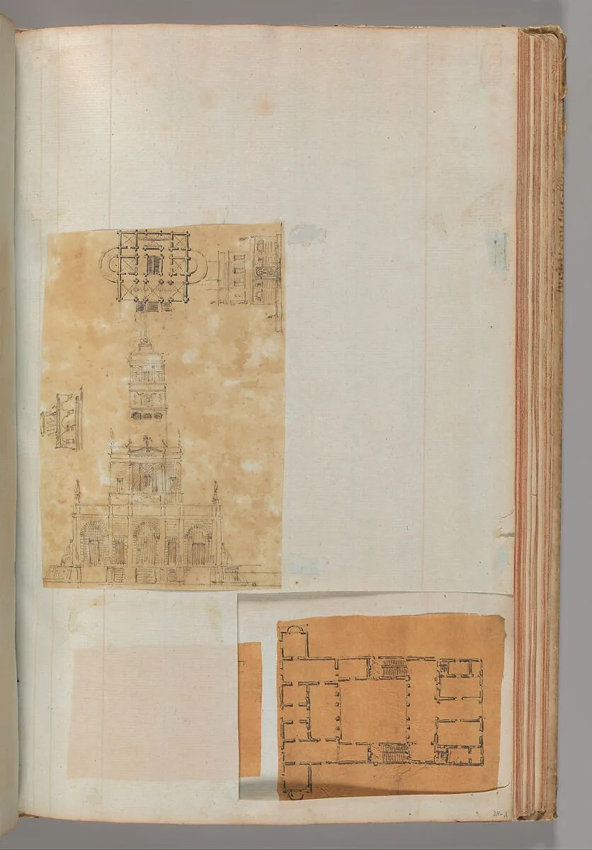 Page from a Scrapbook containing Drawings and Several Prints of Architecture, Interiors, Furniture and Other Objects — Pierre François Léonard Fontaine|Charles Percier