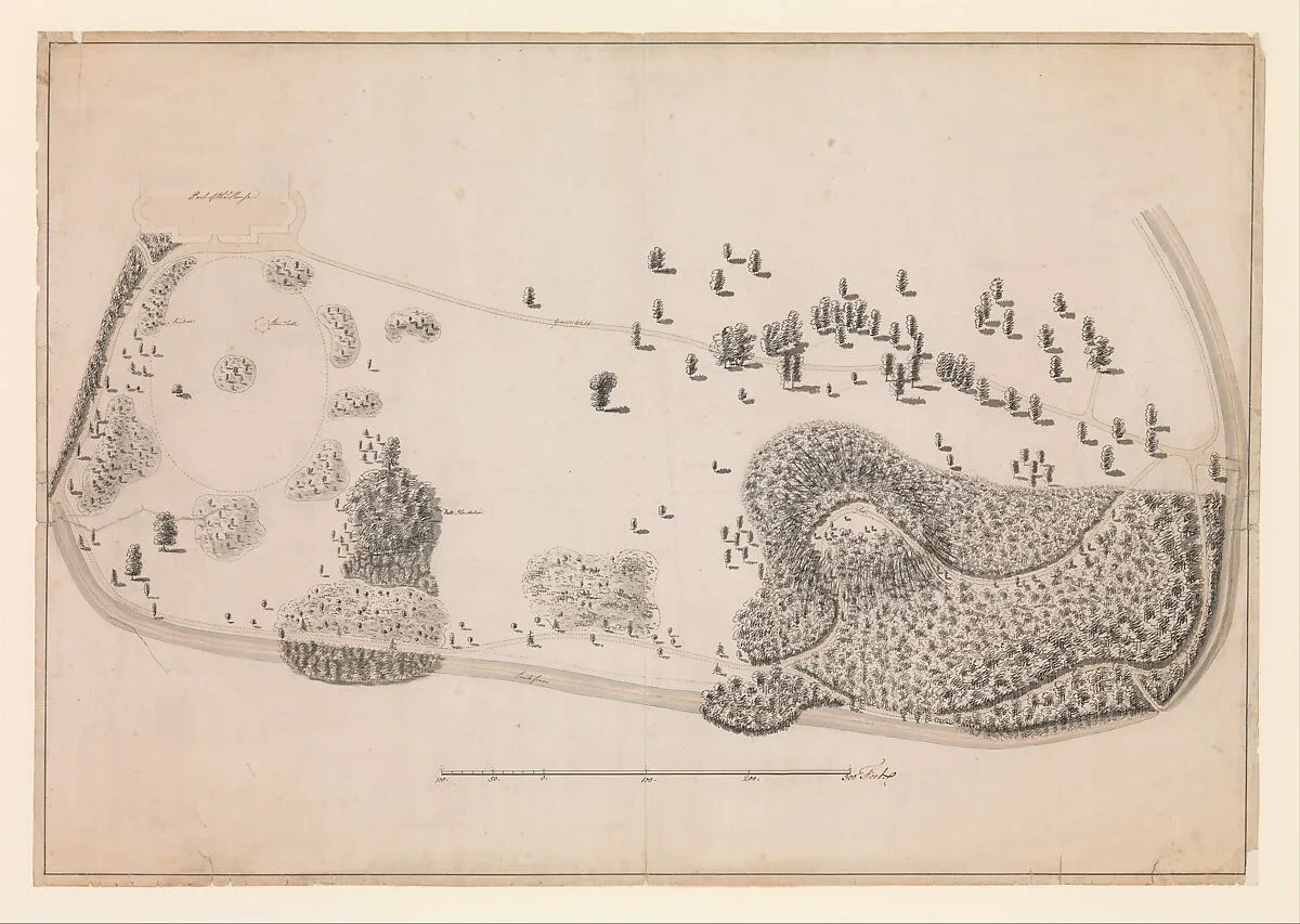 Luton Park, Bedfordshire, Plan for Planting South-East of the House — Lancelot "Capability" Brown