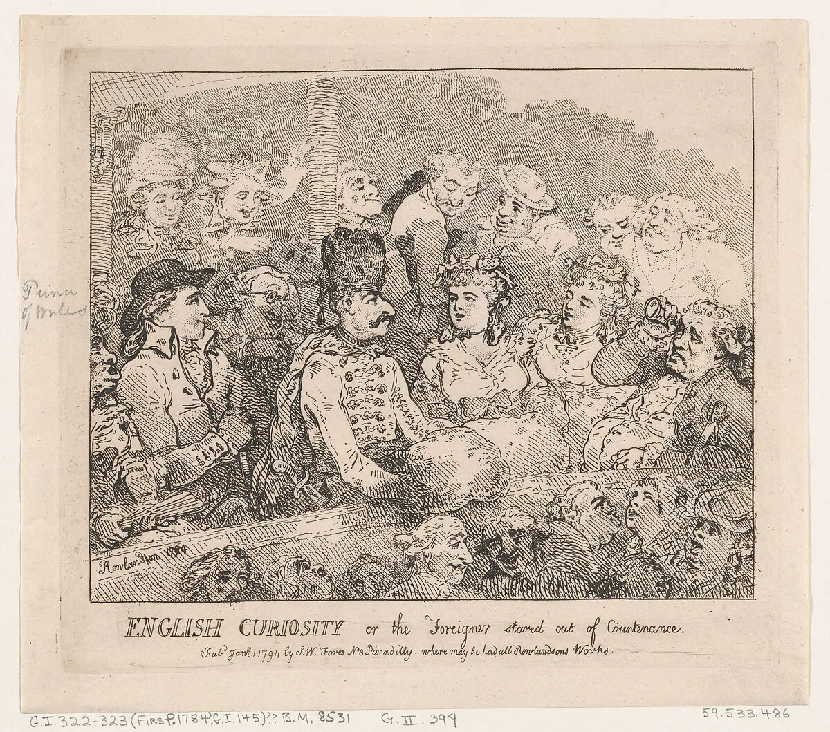 English Curiosity or The Foreigner Stared Out of Countenance — Thomas Rowlandson|S. W. Fores