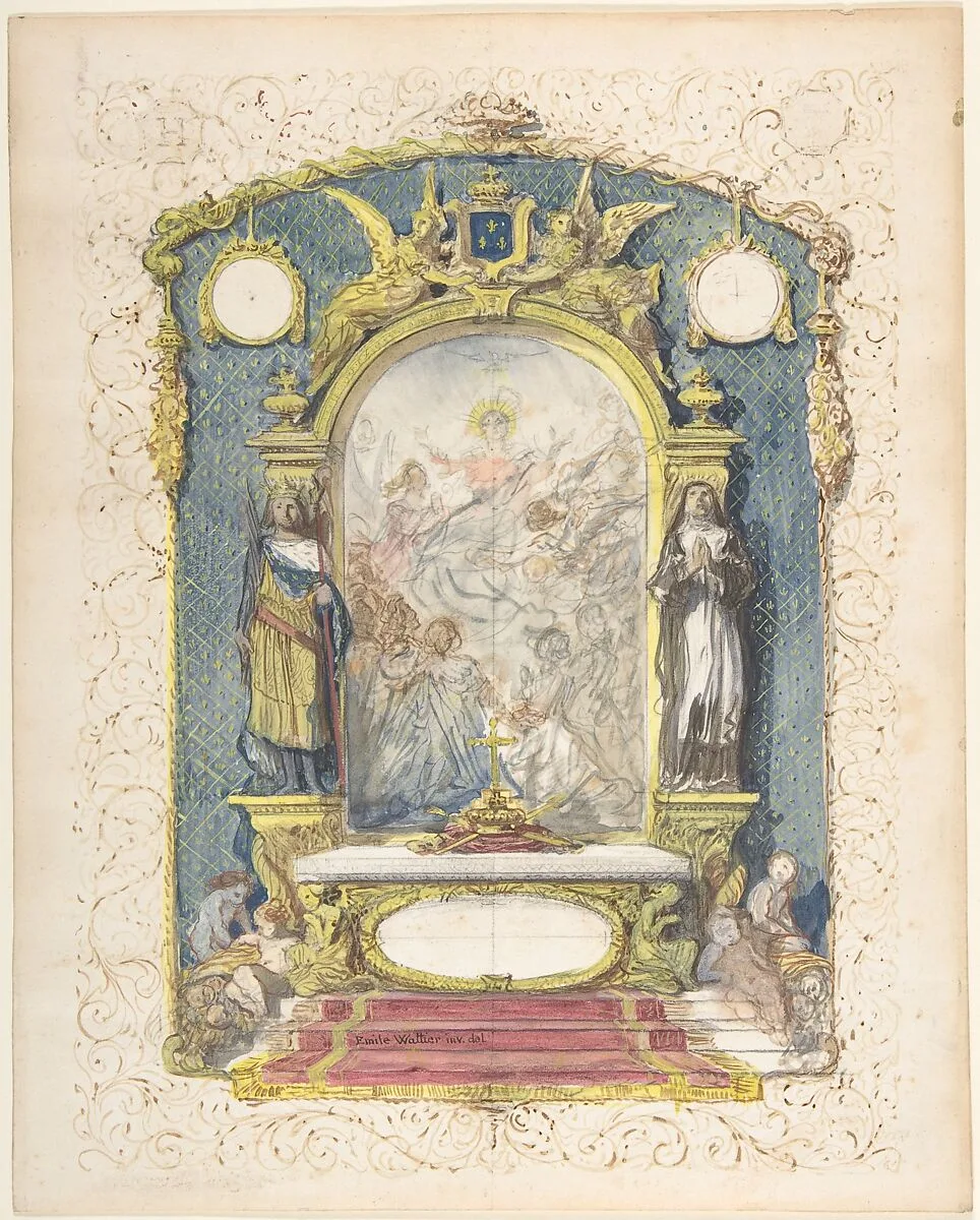 Altar Flanked by St. Louis and St. Theresa — Emile-Charles Wattier