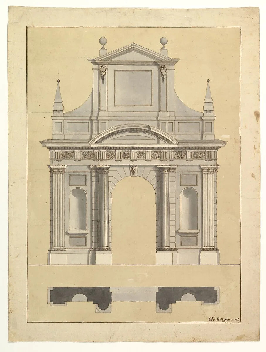 Plan and Elevation of an Entrance — Giovanni Battista Galliani