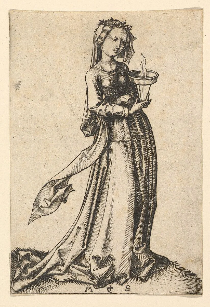 The Fourth Wise Virgin, from the series The Wise and Foolish Virgins — Martin Schongauer