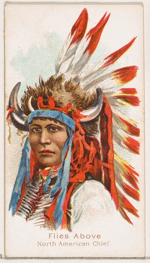 Flies Above, North American Chief, from the Savage and Semi-Barbarous Chiefs and Rulers series (N189) issued by Wm. S. Kimball & Co. — William S. Kimball & Company