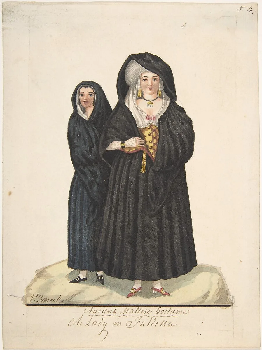 Ancient Maltese Costume, A Lady in a Faldetta — Vincenzo Feneck