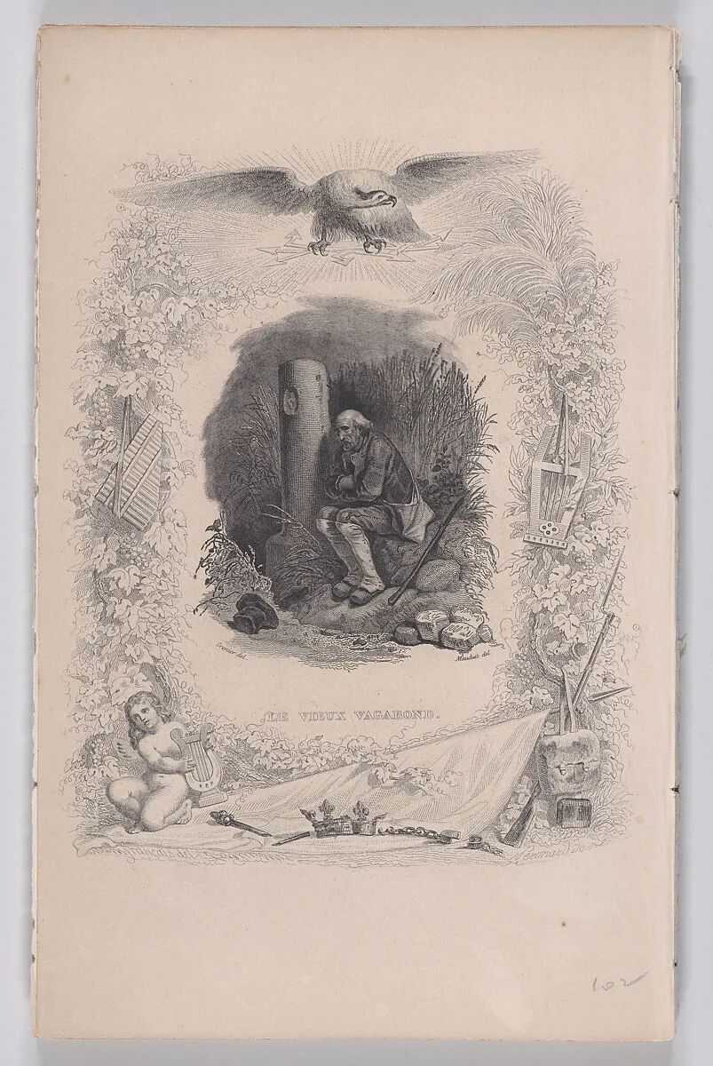 "The Old Vagabond" from The Complete Works of Béranger — Melchior Péronard|Fournier & Perrotin|François-Louis Français|Pierre Jean de Béranger