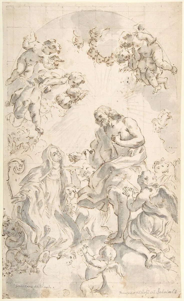 Christ Giving the Host to a Holy Abbess (after Gaulli) — Giovanni Battista Gaulli (Il Baciccio)