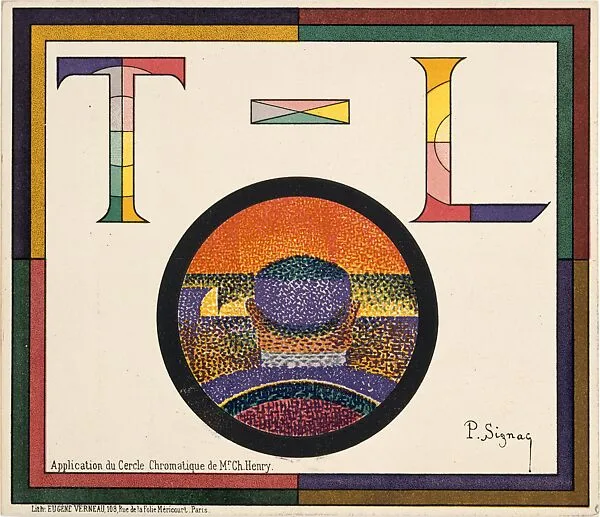 Application of Charles Henry's Chromatic Circle; Théâtre-Libre playbill of January 31, 1889 — Paul Signac