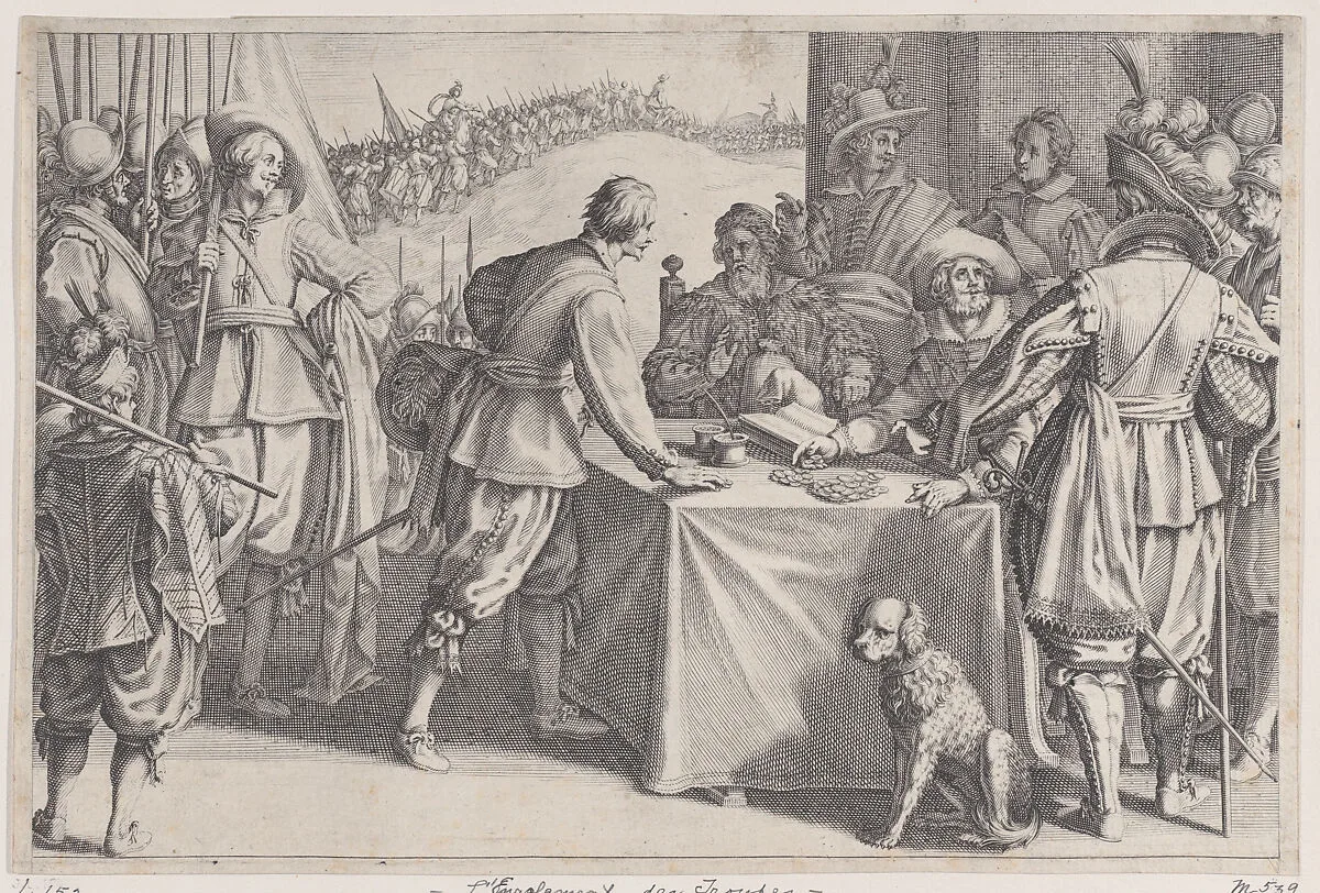 L'Enrolement des Troupes (The Enlistment of Troops), from La Vie de Ferdinand Ier de Médicis série appelée aussi Les Batailles des Médicis (The Life of Ferdinand I de'Medici also called The Medici Battles) — Jacques Callot|Matteo Rosselli