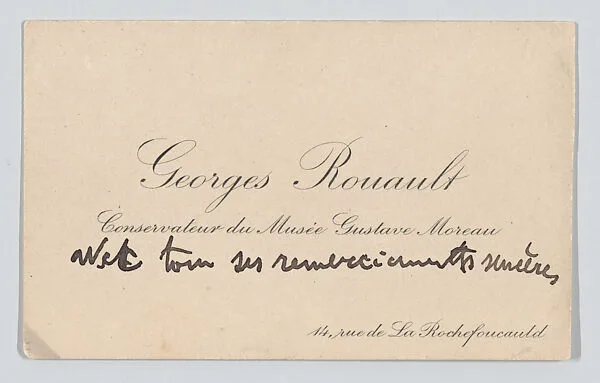 Georges Rouault, calling card — Anonymous|Georges Rouault