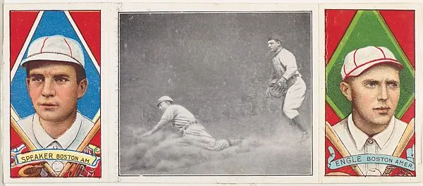 "Speaker Scores," with Clyde Engle and Tris Speaker, from the series Hassan Triple Folders (T202) — Hassan Cigarettes