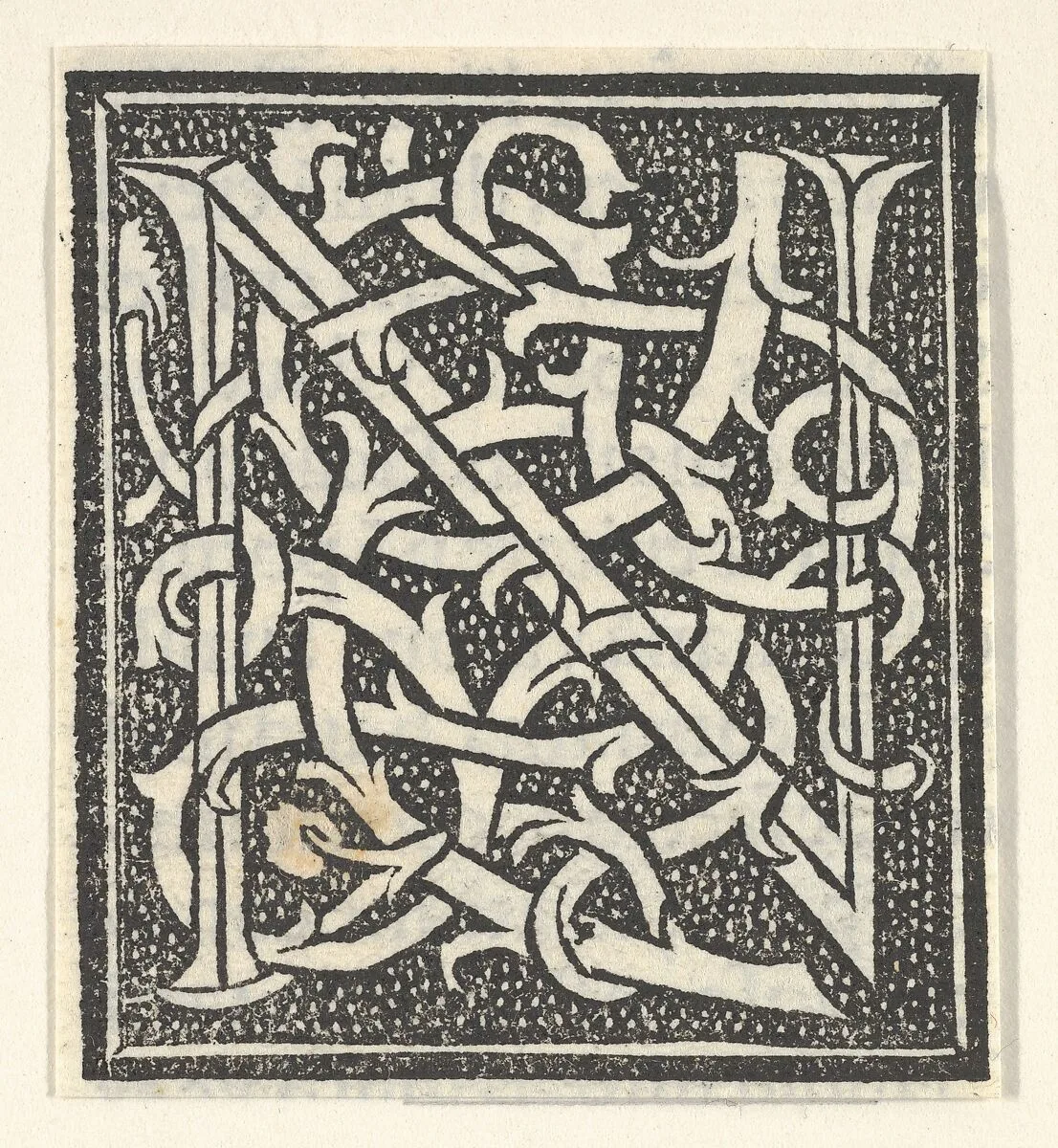 Initial letter N on patterned background — Anonymous, Italian, 16th century