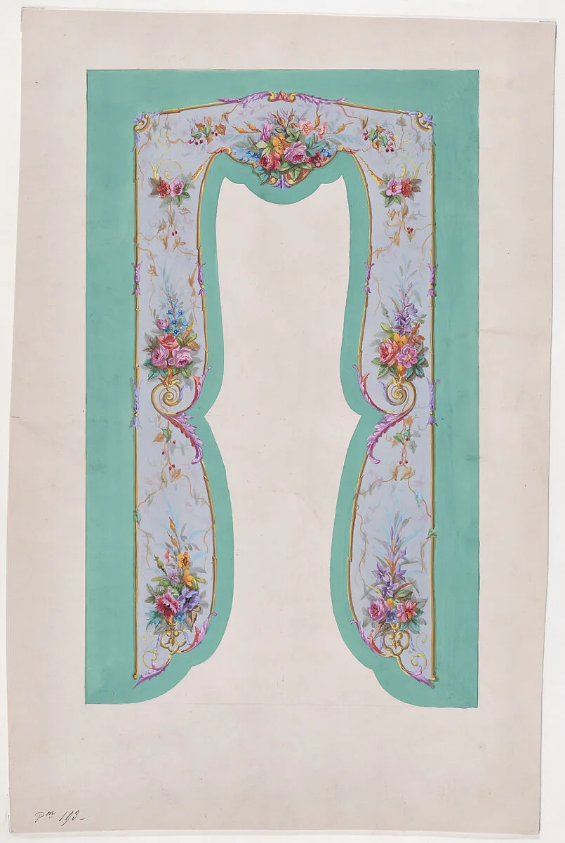 Design for a Valance with Floral Motifs — Anonymous, French, 19th century