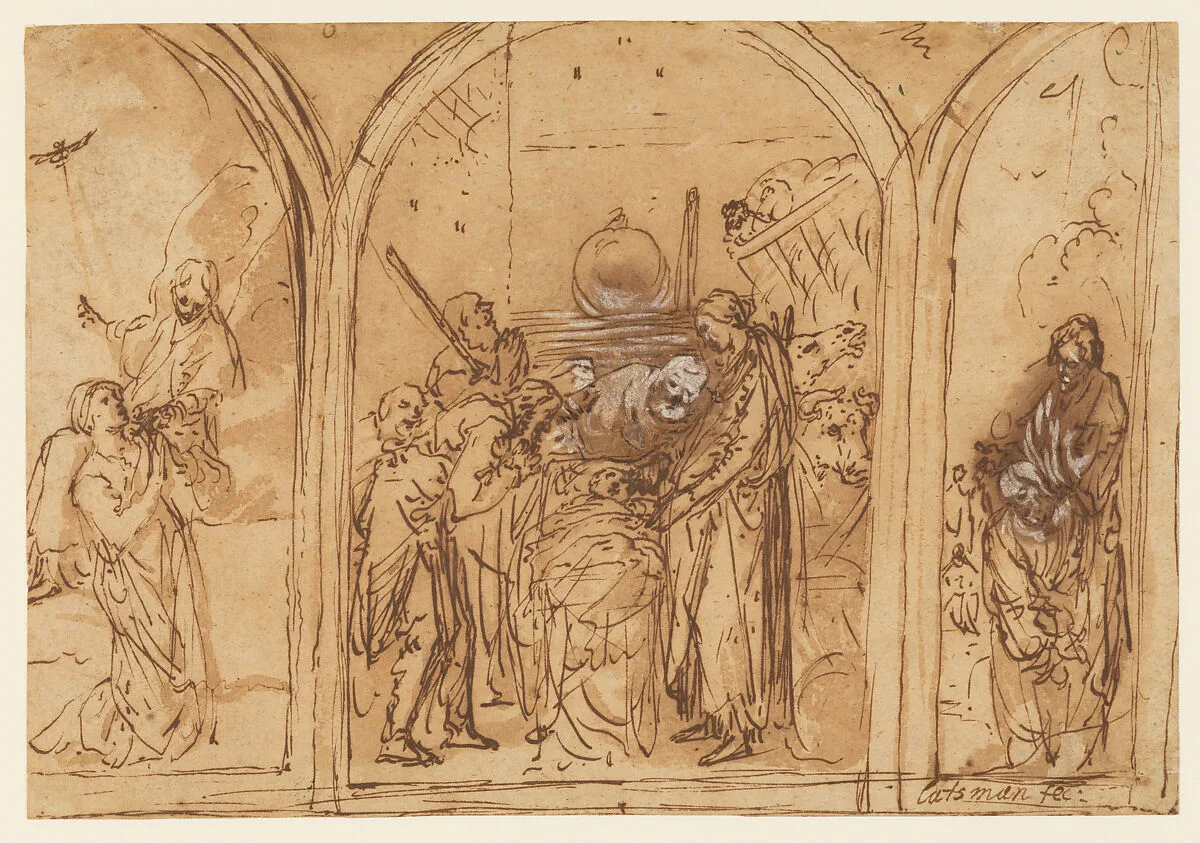 A Design for a Triptych with the Adoration of the Two Saints — Jan Simonsz. Pynas