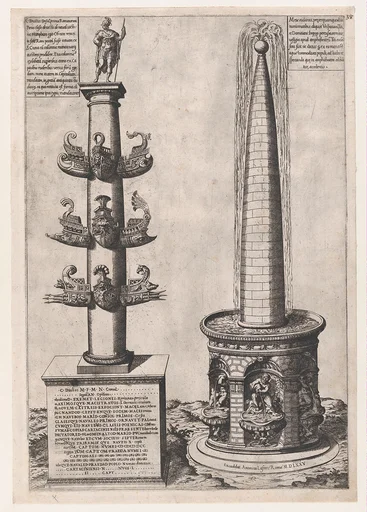 Speculum Romanae Magnificentiae: Column of Dilius and Obelisque Fountain