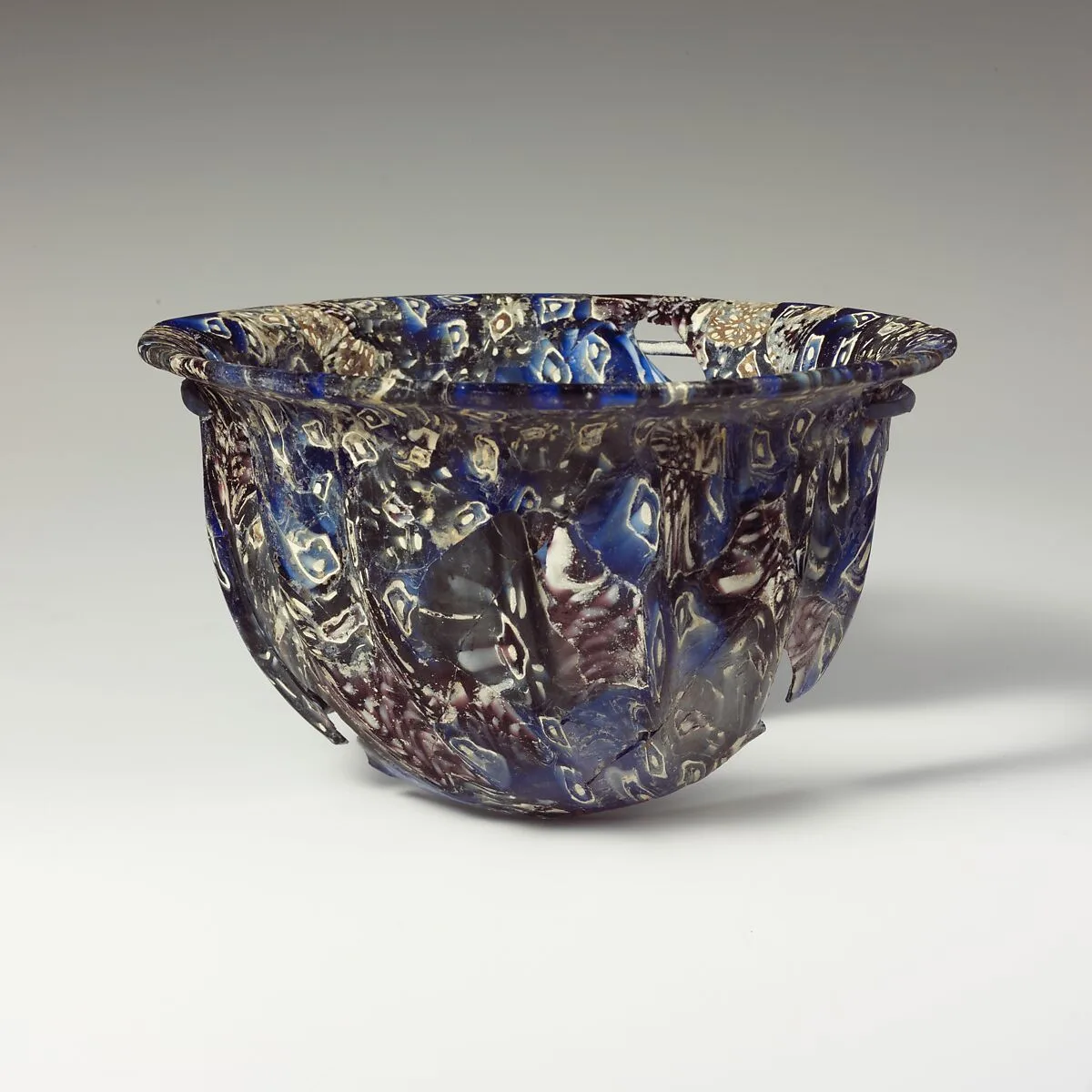 Ribbed mosaic glass bowl — Unknown