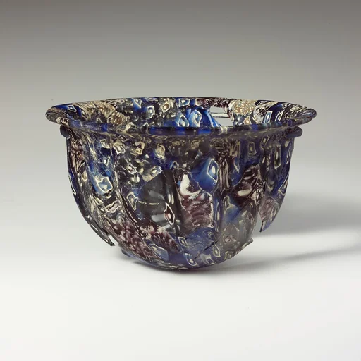 Ribbed mosaic glass bowl