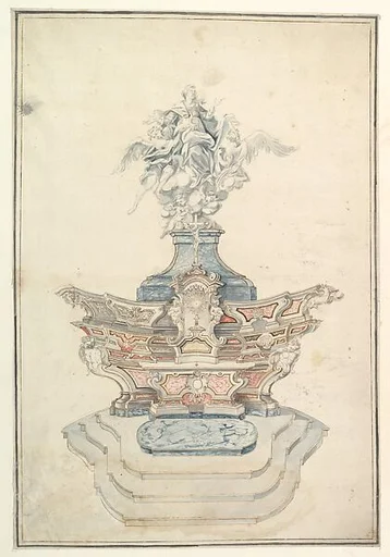 Design for an Altar with a Late Baroque Statue of the Ascension of the Virgin