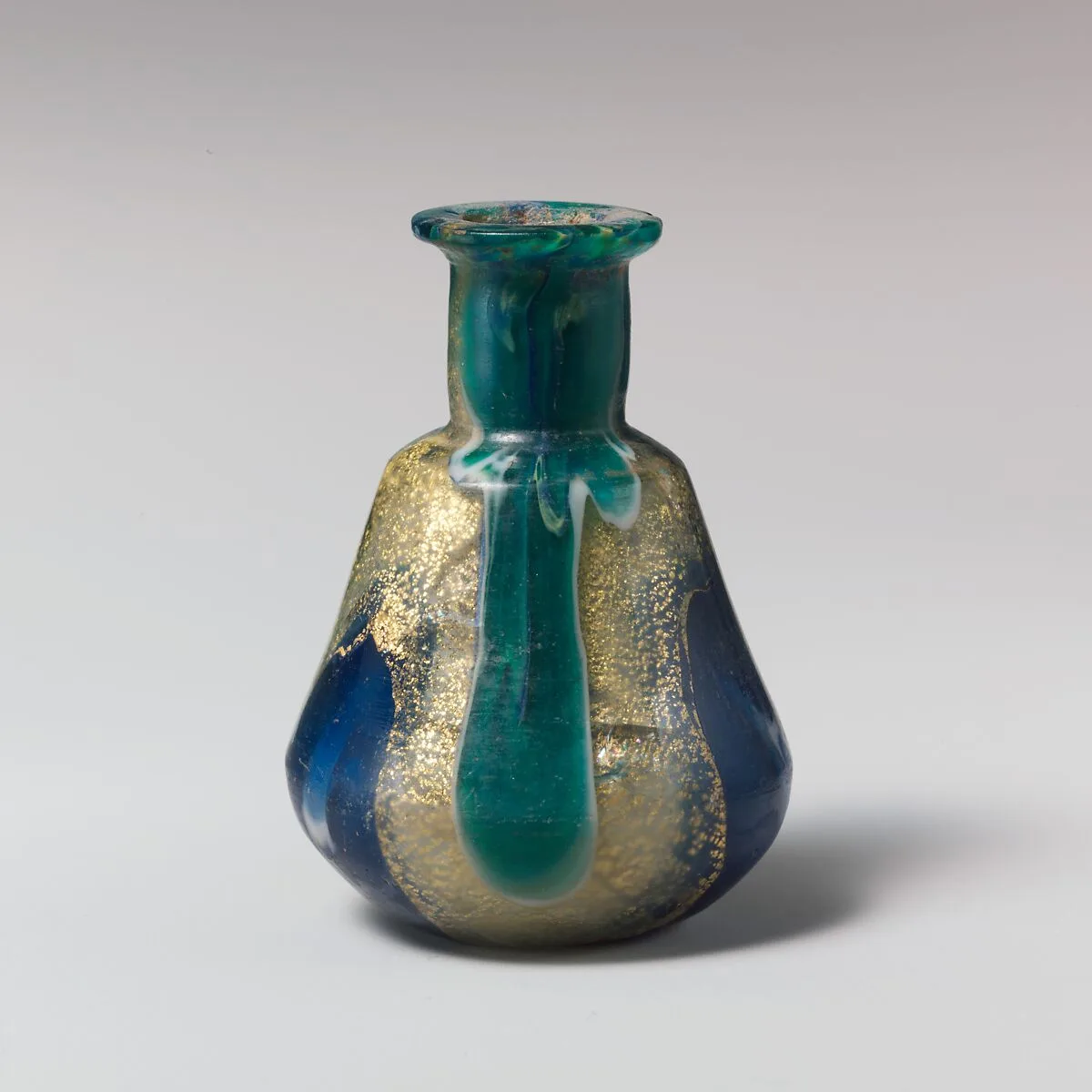 Glass gold-band mosaic bottle — Unknown