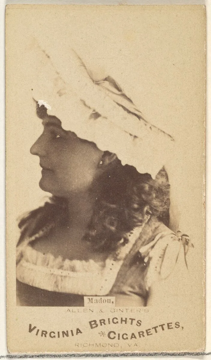Madon, from the Actors and Actresses series (N45, Type 1) for Virginia Brights Cigarettes — Allen & Ginter