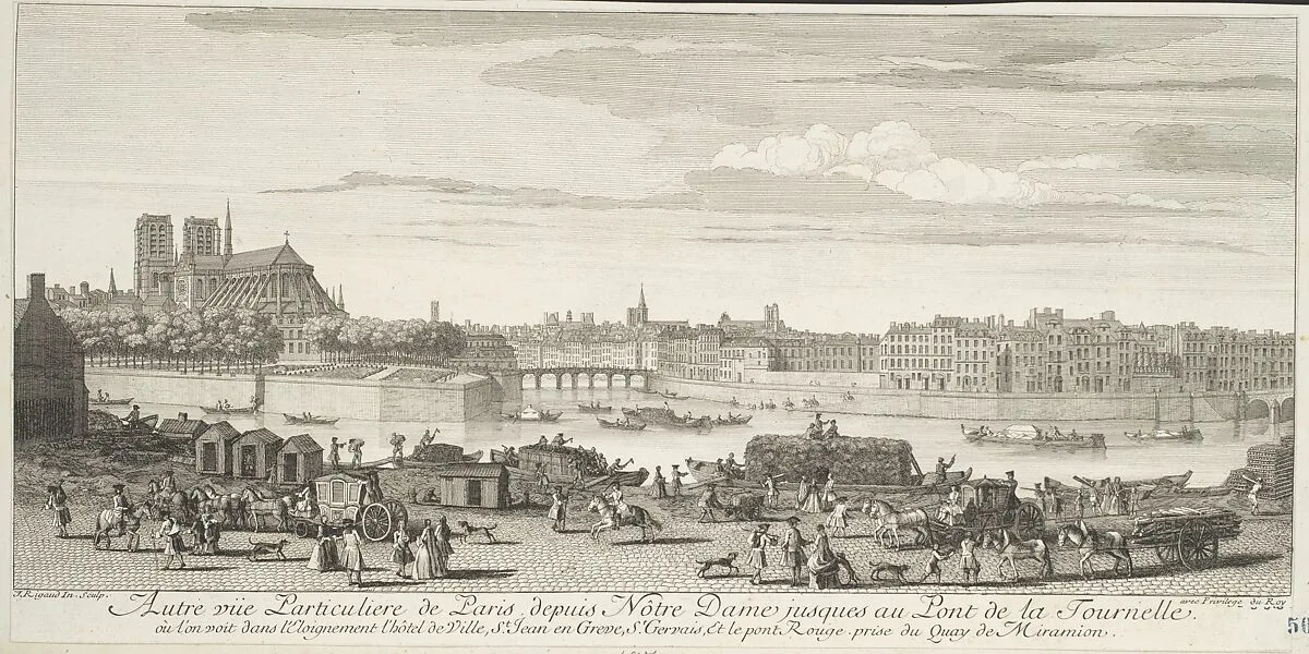 Autre Vue Particulière de Paris depuis Nôtre Dame, Jusques au Pont de la Tournelle — Jacques Rigaud