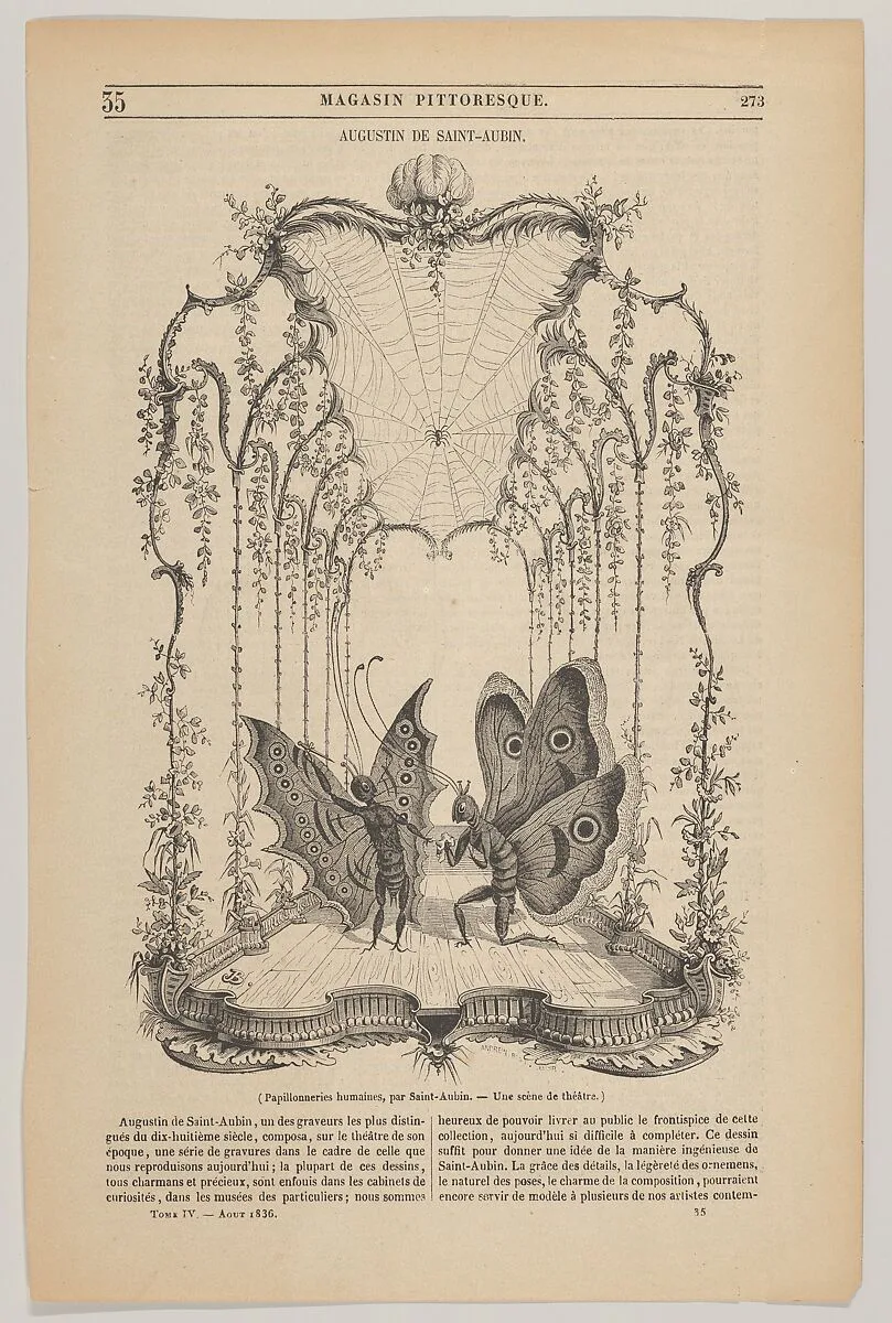 Papillonneries humains, Illustration from the Magasin Pittoresque — Augustin de Saint-Aubin