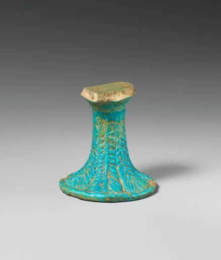 Stem of lotiform goblet with palm fronds in relief