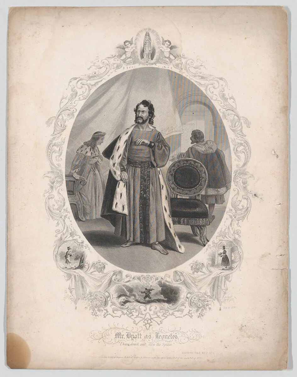 Mr. Dyott as Leontes: "I have drank and seen the Spider" (Winter's Tale, Act 2, Scene 1) — Martin & Johnson, New York|William Shakespeare|John Dyott|Robert Thew