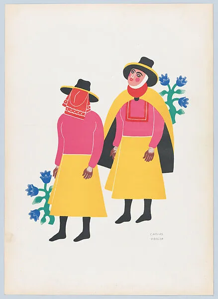 Two figures from Santa Maria Atlihuizia, from the portfolio 'Carnival in Mexico' — Carlos Mérida|Talleres Gráficos de la Nación, Mexico, D.F.