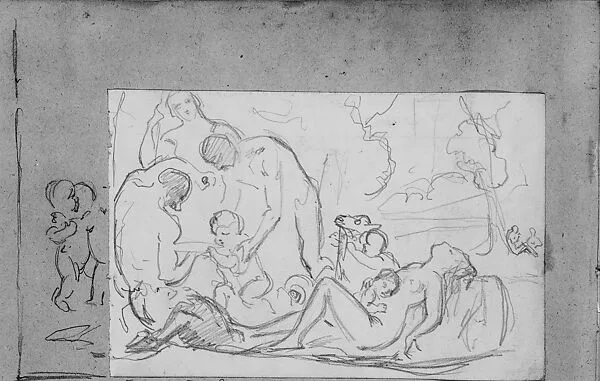 The Nurture of Bacchus (from Scrapbook) — John Singer Sargent|Nicolas Poussin