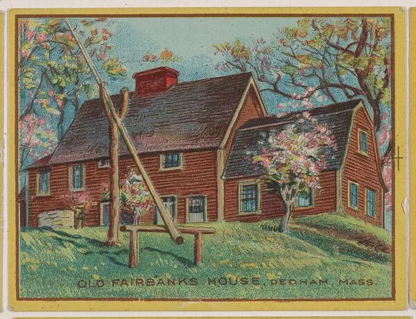 Old Fairbanks House Dedham, Mass., collector card from the Famous Buildings series (D30), issued by the Weber Baking Company — Weber Baking Company
